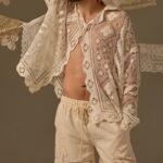 SICILIAN LACE SHORTS, BEIGE LINEN