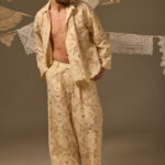 RICHELIEU CUTWORK SHIRT, BEIGE COTTON