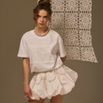 CLOUDSPUN BALLOON SKIRT, HAND-CROCHETED WHITE COTTON
