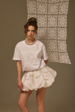 CLOUDSPUN BALLOON SKIRT, HAND-CROCHETED WHITE COTTON - Image 2