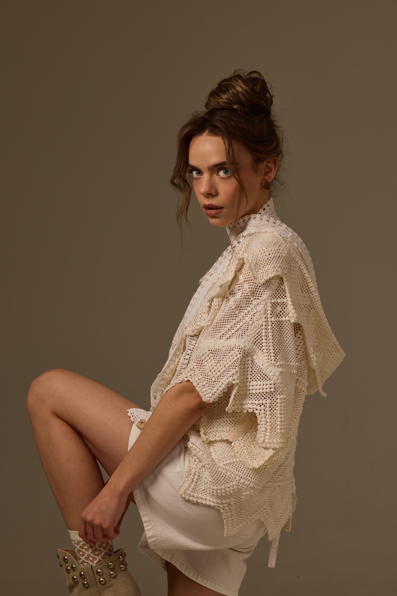RBL_3822.jpg HAND-CROCHETED HEIRLOOM CARDIGAN, WHITE COTTON - Image 1