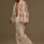 FILET LACE SHIRT, WHITE COTTON-LINEN