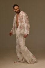 FILET LACE SHIRT, WHITE COTTON-LINEN - Image 2