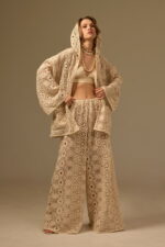 HAND-CROCHETED HEIRLOOM CARDIGAN, BEIGE COTTON - Image 3