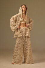 HAND-CROCHETED HEIRLOOM CARDIGAN, BEIGE COTTON - Image 4
