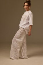 HAND-CROCHETED TROUSERS, WHITE COTTON - Image 2