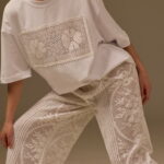 HAND-CROCHETED TROUSERS, WHITE COTTON