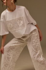 HAND-CROCHETED TROUSERS, WHITE COTTON
