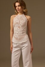HAND-CROCHETED CROP TOP, WHITE COTTON - Image 4