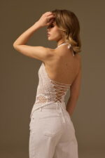 HAND-CROCHETED CROP TOP, WHITE COTTON