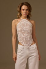 HAND-CROCHETED CROP TOP, WHITE COTTON - Image 3