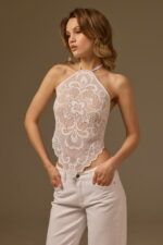HAND-CROCHETED CROP TOP, WHITE COTTON - Image 2