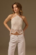 HAND-CROCHETED CROP TOP, WHITE COTTON - Image 4