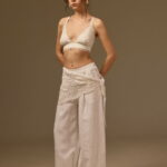 HAND-CROCHETED TROUSERS, WHITE LINEN