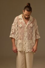 FILET LACE SHIRT, IVORY COTTON - Image 4