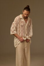 FILET LACE SHIRT, IVORY COTTON - Image 3