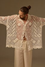 FILET LACE SHIRT, IVORY COTTON - Image 2