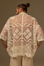 FILET LACE SHIRT, IVORY COTTON
